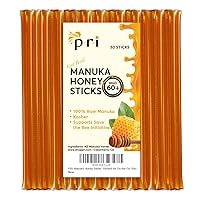 PRI Manuka Honey Sticks, Certified MGO 60+, Raw New Zealand Manuka Honey, Perfect for On-the-Go, 50 count