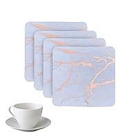 Marble Cork Foiled Granite Thick Cork Heat Resistant Dining Table Coasters Printed Foil Marble Designed Square 4x4 Placemat in Rose Gold