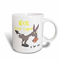 3dRose Kick Liver Cancer In The Ass Awareness Ribbon Cause Design Ceramic Mug, 15 oz, White