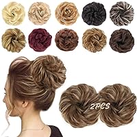 MORICA 2PCS Messy Hair Bun Extensions Curly Wavy Messy Synthetic Chignon Hairpiece Scrunchie Scrunchy Updo Hairpiece for women 1