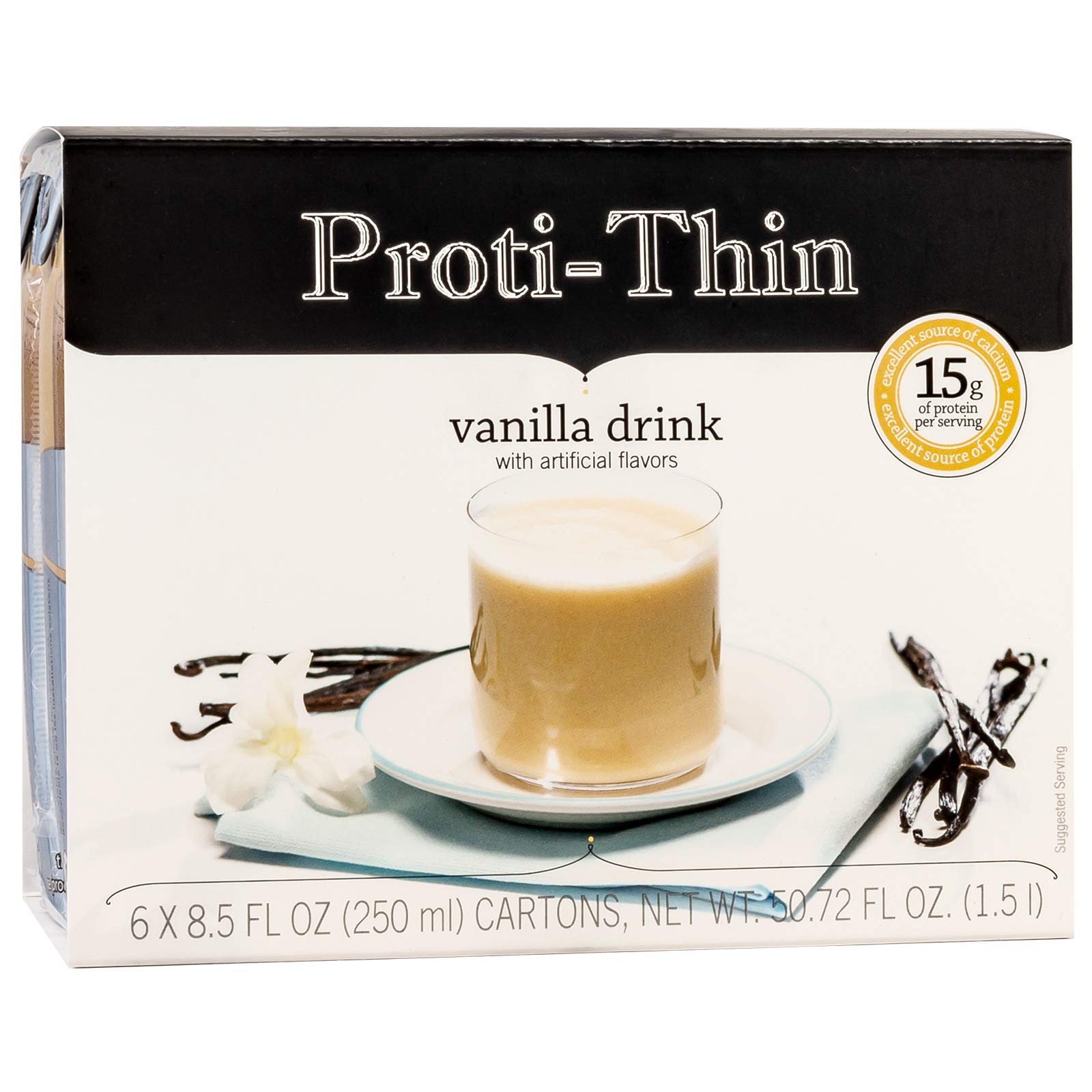 Proti-Thin Creamy Vanilla High Protein Ready to Drink, 15g Protein, Low Calorie, Low Fat, Low Sugar, KETO Diet Friendly, Ideal Protein Compatible S...