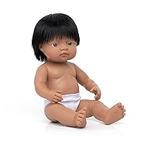 Miniland Educational - 15'' Hispanic Boy, Made in Spain, Anatomically Correct Baby Doll,4.33 H x 14.96 L x 6.69 W,Miniland31057