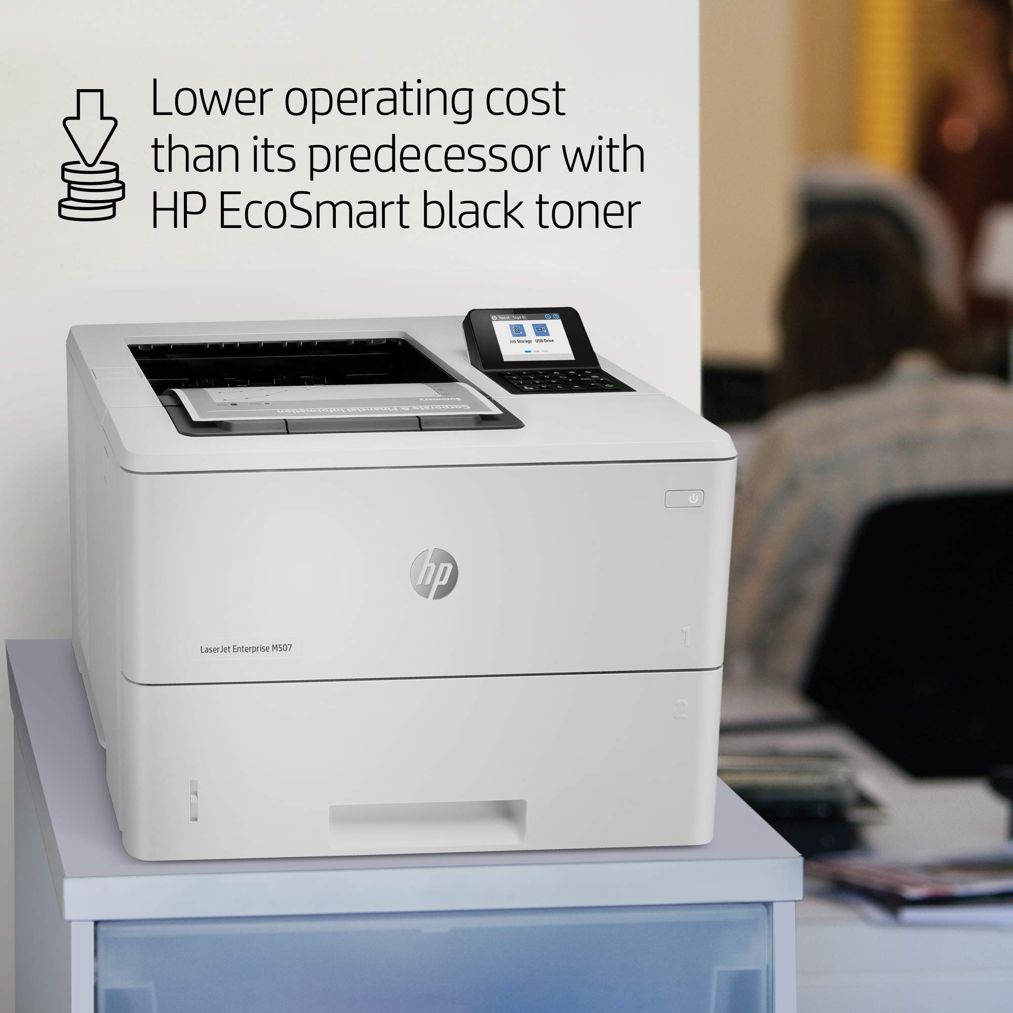 HP LaserJet Enterprise M507n Monochrome Printer with built-in Ethernet (1PV86A), White