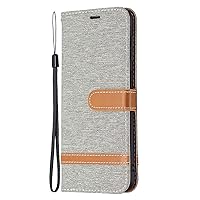 XYX Wallet Case for Samsung S22 Ultra, Denim PU Leather Case Flip Folio Cover with Kickstand for Galaxy S22 Ultra 5G, Grey