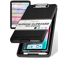 Tribe RN Nursing Clipboard with Storage - Medical Clipboard Nursing Essentials for Nurses and Nursing Students School Supplies with Quick Access Reference Guide (Black)