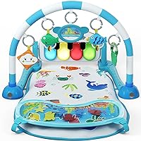 UNIH Baby Gym Play Mat, Kick and Play Piano Gym with Water Mat, Tummy Time Mat, Musical Light Activity Center for Infants Toddlers, Birthday Gift Play Mat for Newborn