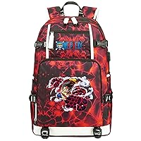 Unisex Lightweight Bookbag with USB Charger Port Classic Laptop Bag Anime Graphic Travel Backpack