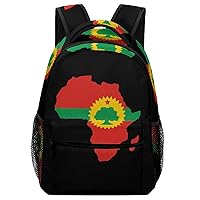 Oromo Flag on Africa Map Unisex Laptop Backpack Lightweight Shoulder Bag Travel Daypack