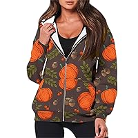 Fall Clothes for Women Autumn Pumpkin Graphic Oversized Hoodies Sweatshirts Teen Girls Thanksgivng Casual Jacket With Pockets