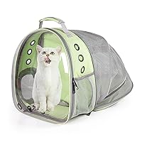 Katzenrucksack, erweiterbar, belüftet, transparent, Haustier-Hunderucksack für große Katzen, Wandern, Reisen, Outdoor, von Fluggesellschaften zugelassener Weltraumkapsel-Rucksack (grün)