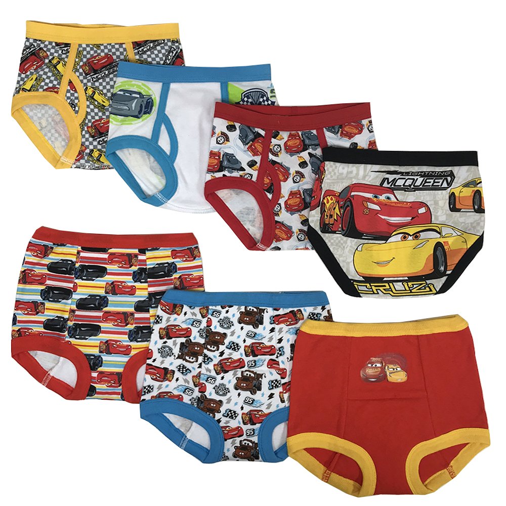 Disney Boys' Pixar Cars Toddler Potty Training Pant & Brief Combo Option, Stickers & Tracking Chart in Sizes 18m, 2t, 3t, 4t