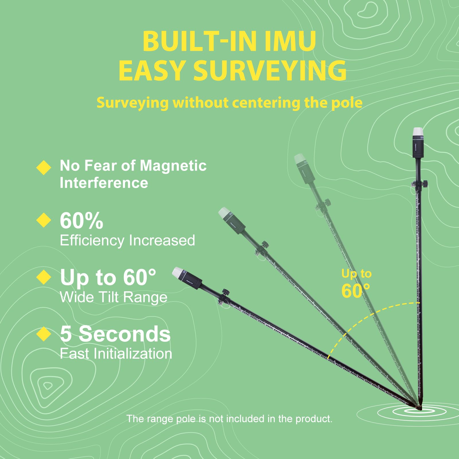 RTK GNSS Survey Equipment 60° Tilt Built-in IMU, Equipped with Rover Handheld GPS for Surveying and Survey Software. Ideal for Land Surveying, GIS, Mine Surveying, and Topographic Survey Applications