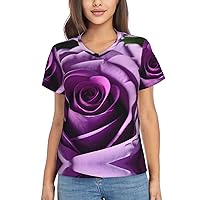 Purple Rose Women's T-Shirts Collection,Classic V-Neck, Flowy Tops and Blouses, Short Sleeve Summer Shirts,Most Women