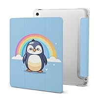 Rainbow Penguin Cute Protective Case Compatible with IPAD 2020 AIR 4 （10.9in） Trifold Tablet Cover Non-Slip Case