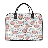 Doodle Pigs Pattern Large Crossbody Bag Laptop Bags Shoulder Handbags Tote with Strap for Travel Office