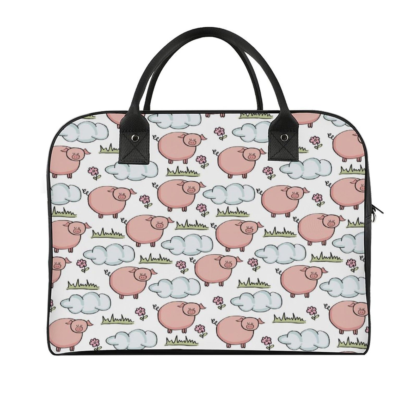 Doodle Pigs Pattern Large Crossbody Bag Laptop Bags Shoulder Handbags Tote with Strap for Travel Office