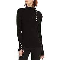 Women's Medium Weight Solid Knit Ribbed Mock Neck Sweater Pullovers