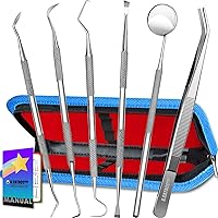 Dental Tools, Dental Pick Teeth Cleaning Tools, Dental Hygiene Kit, Plaque Remover for Teeth, Professional Stainless Steel Tooth Scraper Plaque Tartar Cleaner - with Case