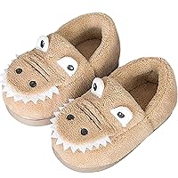 JACKSHIBO Girls Boys Home Slippers Warm Dinosaur House Slippers for Toddler Fur Lined Winter Indoor shoes