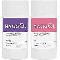 MagSol Organics Natural Deodorant for Men and Women - Lavender and Rose Scent, Aluminum Free, Baking Soda Free, Magnesium Based, 2 Pack Bundle