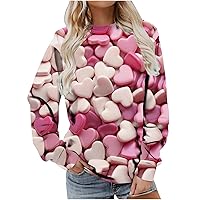 Lenago Womens Christmas Sweatshirts Cute Xmas Ugly 3D Graphic Print Sweaters Oversized Long Sleeve Round Neck Pullover Tops