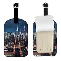 New York City Night Printed Leather Luggage Tag Luggage Identification Tag Travel Accessories