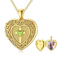 SOULMEET Personalized Gold Birthstone Cross Locket Necklace That Holds 1 Picture Photo Heart Birthstone Locket Gift for Women Men