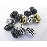 12pcs Bling Pave Micro Pave Diamond Connector, Pave Diamond CZ Spacer Jewelry Rice olive Bead 9-13mm