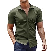 COOFANDY Men's Short Sleeve Button Down Shirts Casual Muscle Fit Dress Shirt with Pocket