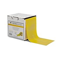 Resistance Band 25 Yard Roll, Thin Yellow Non-Latex Professional Elastic Bands For Upper & Lower Body Exercise Workouts, Physical Therapy, Pilates, & Rehab, Dispenser Box, Beginner Level 2