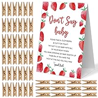 Don't Say Baby Clothespin Game, 1 Sign and 50 Mini Clothespins, Strawberry Baby Shower Decorations, Baby Shower Games, Gender Reveal Games, Gender Neutral Baby Shower Supplies-A3