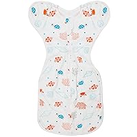 Baby Transition Swaddle Sleep Sack, Baby Swaddle, Cuff Removable Arms Up Design, Transitions to Arms-Free Wearable Blankets with 2-Way Zipper, Underwater World (3-6 Month)