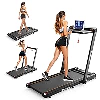 Treadmill with Incline, 3 in 1 Under Desk Treadmill Walking Pad with Removable Desk Workstation 3.5HP Foldable Compact Walking Treadmill for Home Small Office with Wristband Remote Control