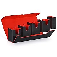 Card Deck Box with Dice Tray for MTG Yugioh, 5 in 1 Card Storage Case Holds 900+ Unsleeved Cards, Strong Magnet Card Organizer for Magic Commander TCG CCG Sports Cards (Black&Red)
