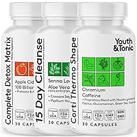 Youth & Tonic Thermogenic Corti Thermo Shape 15 Day Colon Cleanser & ACV Detox | for Detox Cleanse Energy and Metabolism | 90 Pills