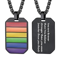 PROSTEEL Gay Pride Necklace,Bisexual Stuff,LGBTQ Rainbow Jewelry,Love Wins,Equality Necklace,Inspirational Jewelry,Come Gift Box