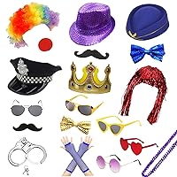 21 Pcs Funny Party Photo Booth Props Set for Adults Assorted Dress Up Costume Party Hats Fun Sunglasses Fun Photo Booth Kits for Wedding Props, Bachelorette Party Supplies