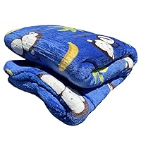 Home Must Haves Baby Ultra Thick Kid's Cartoon Blue Sherpa Boy's Monkey Printed Borrego Stroller Blanket, 39
