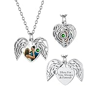 FindChic Customized Locket Necklaces for Women Girl with Custom Birthstone Hollow Heart Rose Flower/Sunflower/Envelope with Zirconia Stone Gold/Silver/Black Picture Personalized Jewelry, Send Gift Box