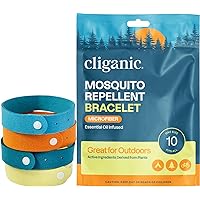 Cliganic Mosquito Repellent Microfiber Bracelets (10 Count) - for Adults and Kids, DEET Free Wristbands