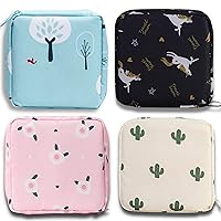 Reusable Sanitary Napkin Pads Storage Bag Portable for Women Girls | Made of Nylon Water Resistance | Reusable Zero Waste Period - Tree Unicorn Flower Cactus