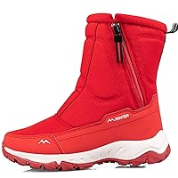 Winter Thick Couple Snow Boots Plus Velvet Warm Side Zipper Outdoor Casual Boots Cold Resistant Men's Cotton Shoes Warm Cotton Shoes (Color : Women red, Shoe Size : 42)