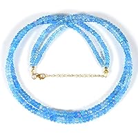 Vatslacreations- Natural Blue Ethiopian Opal Beaded Necklace Electric Fire Double Strand Rondelle Faceted Bead 50CM Length