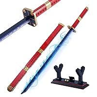 HI-REEKE Cosplay Anime Swords Building Blocks Kit 1 Piece Roronoa Zoro Sandai Kitetsu Yamato Sword Model Samurai Katana Toys for Aldult -803PCS Luminous