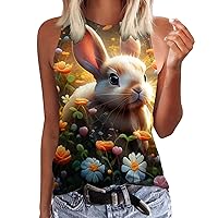 Women's Easter Bunny Shirts Cute Rabbit T-Shirt Loose Fit Short Sleeve Bunny Eggs Print Graphic Tee Blouse Tops