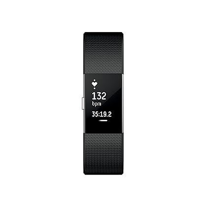 Fitbit Charge 2 Heart Rate + Fitness Wristband, Black, Large (US Version), 1 Count