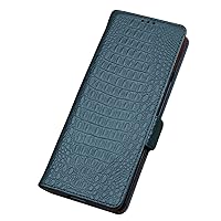 Leather Case for Samsung Galaxy Z Fold 5, Flip Case with Magnetic Closure Ultra Thin Fashion Crocodile Pattern Phone Cover,Green,Z Fold 5 7.6''