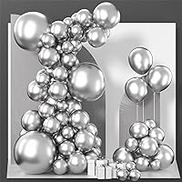PartyWoo Metallic Silver Balloons, 85 pcs Silver Metallic Balloons Different Sizes Pack of 18 Inch 12 Inch 10 Inch 5 Inch Silver Balloons for Balloon Garland Arch as Party Decorations, Silver-G102