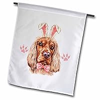 3dRose Cocker Spaniel Lovers Easter Dog in a Pink Bow and Bunny Ears - Flags (fl-378930-1)