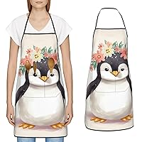 Waterproof Apron with Neck Strap Adjustable Bib for Kitchen Mexican Folk Art Boho Chef Aprons for Women Men Cooking